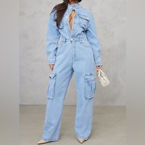 Light Blue Wash Denim Jumpsuit